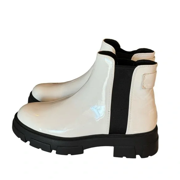 ALDO Womens White Ankle High Chunky Sole Chelsea Rain Boots Size 8 - Picture 4 of 7